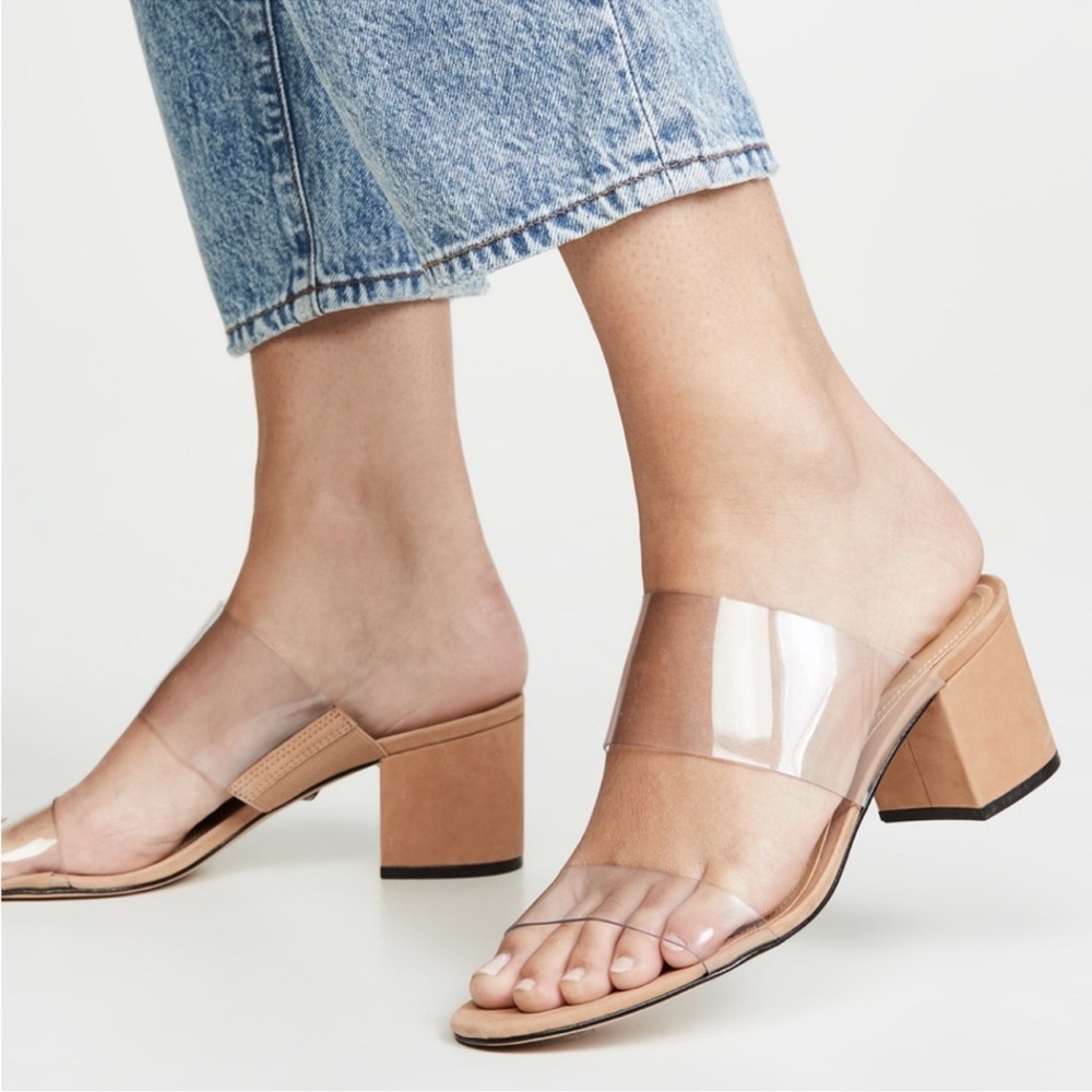 SCHUTZ Victorie Clear Vinyl Block Heel Sandals Size 11 NWT